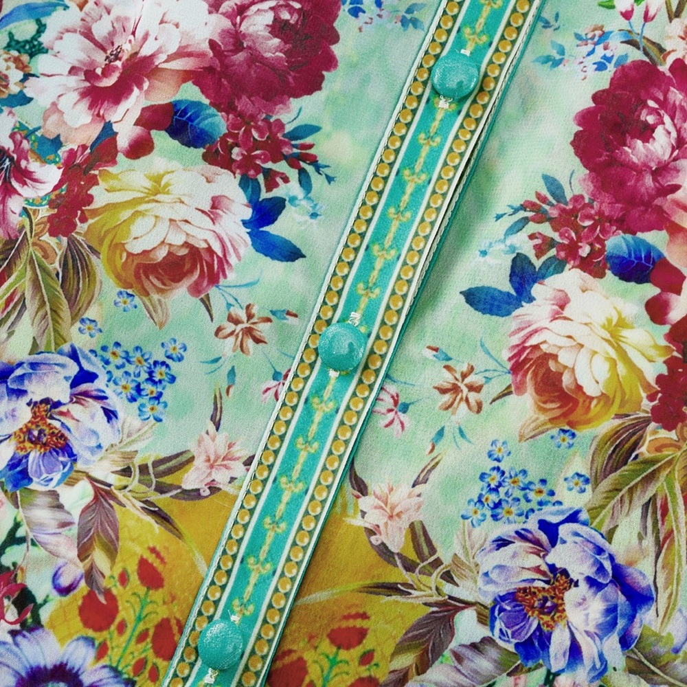 Juliette floral-print flounce-hem midi dress Miss Rosier NWT Sz M - Picture 5 of 10
